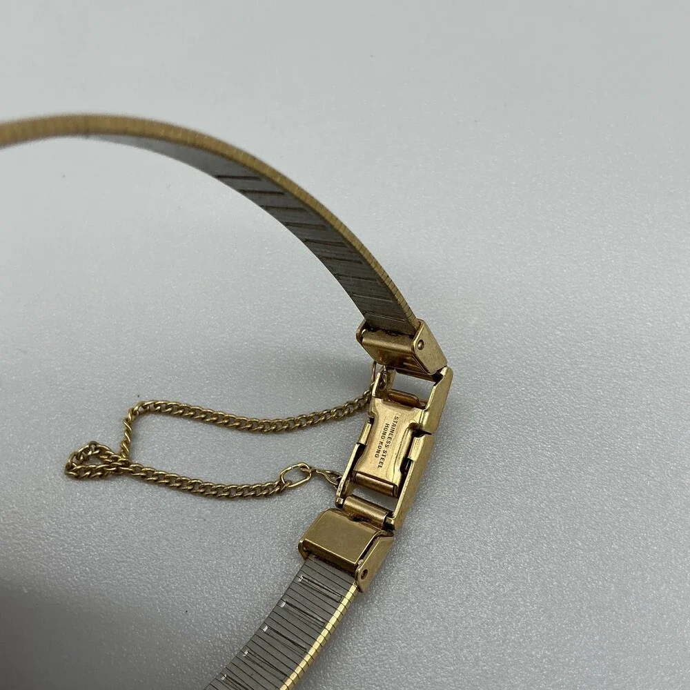 Vintage Pulsar Womens Watch 17mm Champagne Dial Gold Tone New Battery 6.75